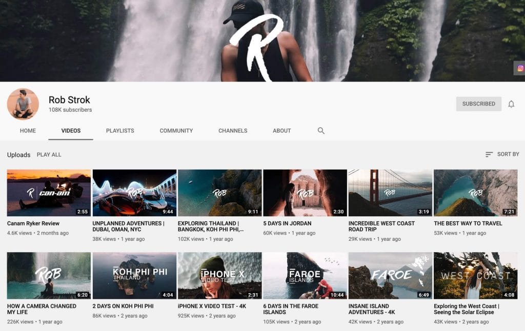 Rob Strok YouTube channel font