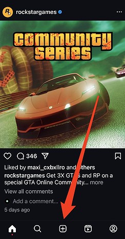 A screenshot showing the Instagram create button for Reels