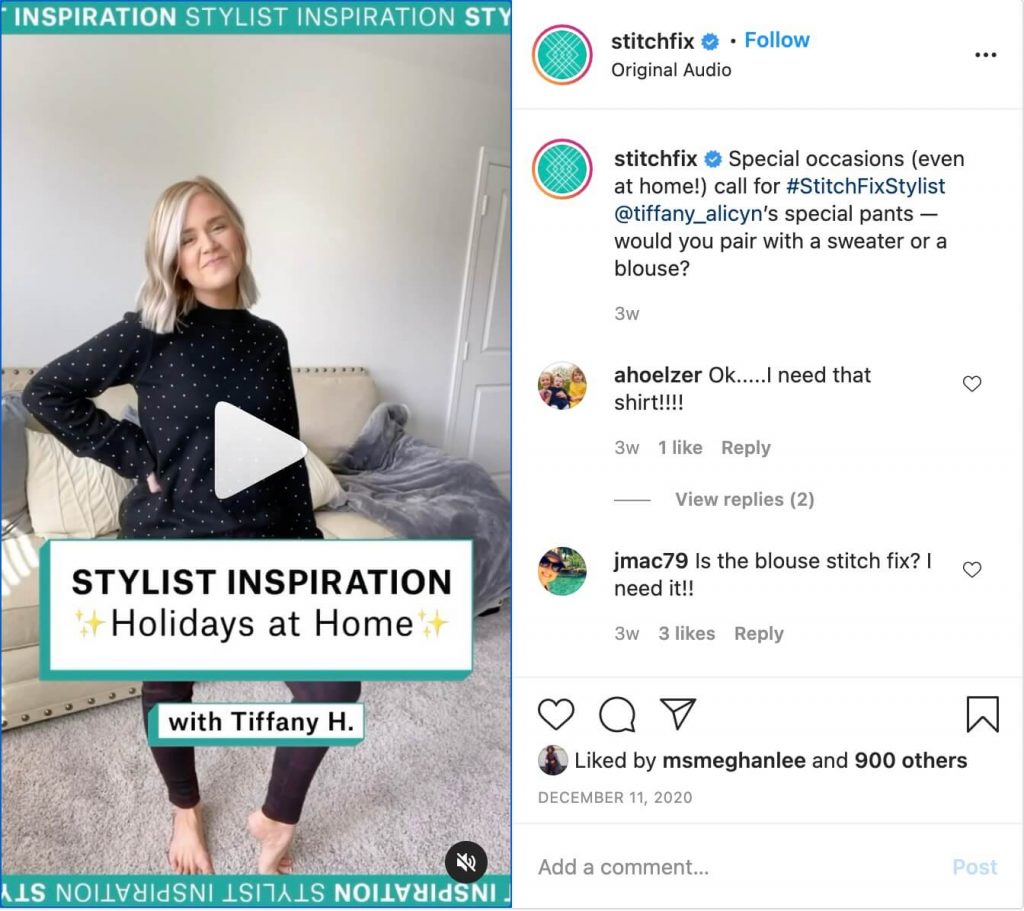 stitchfix video thumbnail on IG