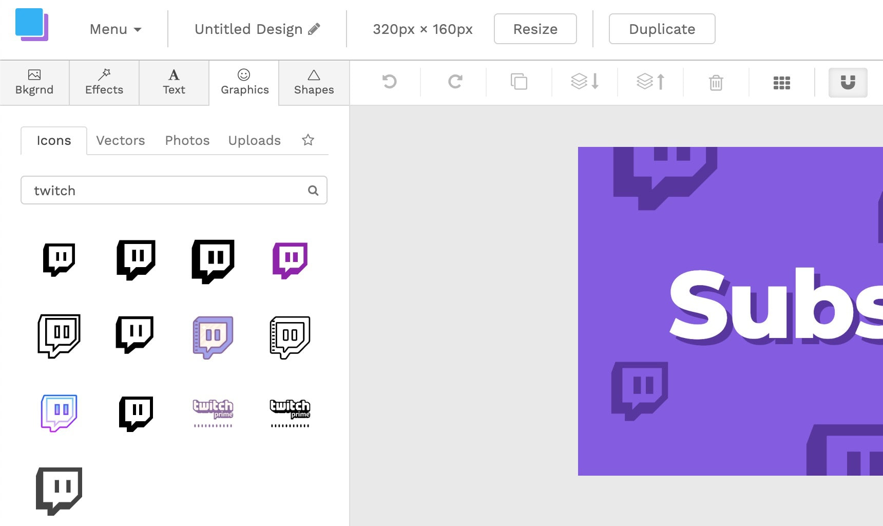 Twitch panel icons