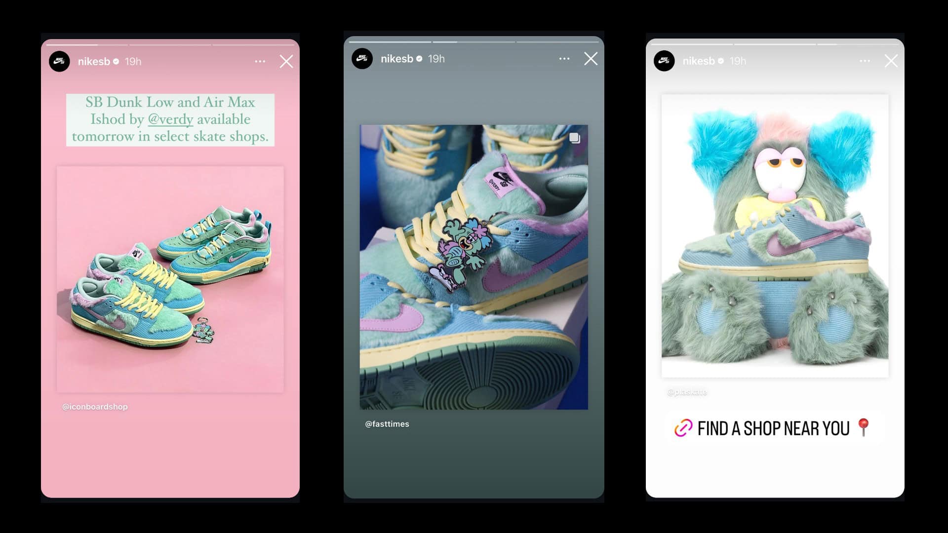 An image featuring Instagram story examples from Nike's Instagram page