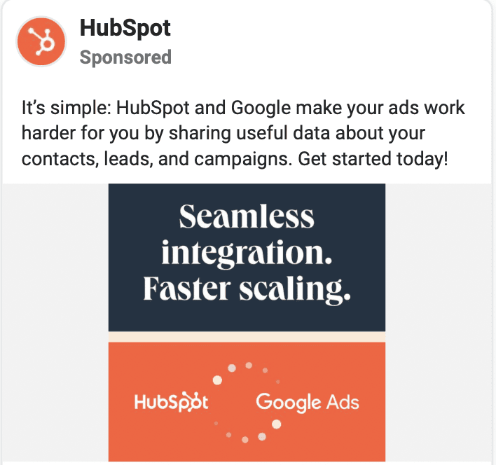 hubspot facebook ad example