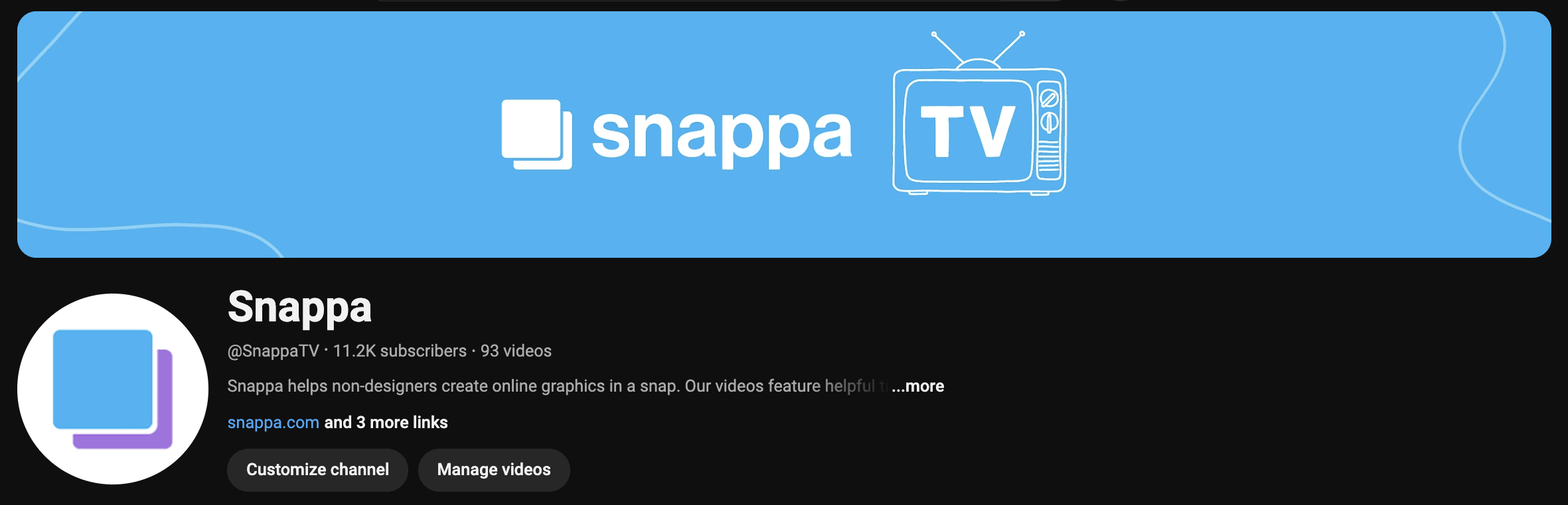 An image of a YouTube banner design example on Snappa's YouTube channel