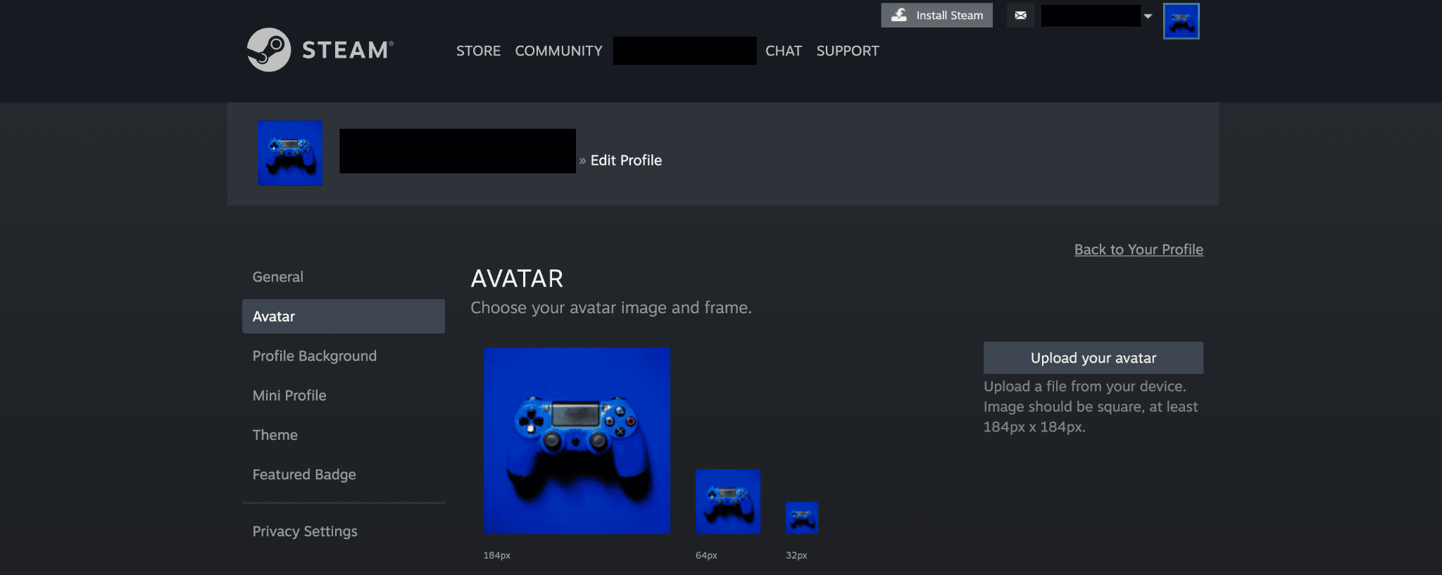 steam avatar upload